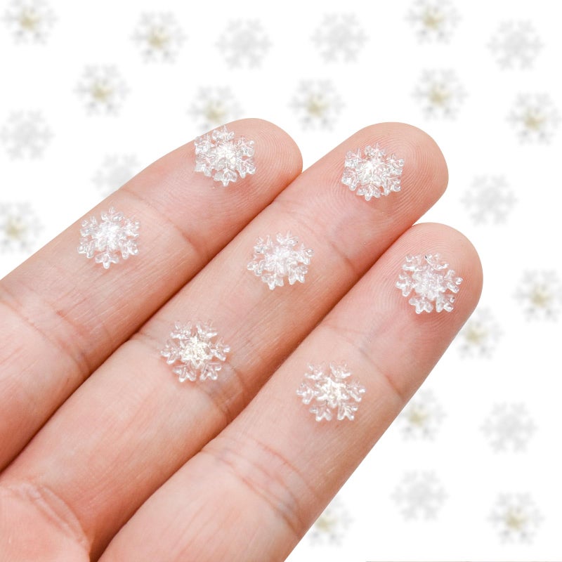 HOMICO 200 Pieces Mini Snowflakes for Craft Dollhouse Miniatures Transparent Tiny Snowflakes Tiny Christmas for Dollhouse Fairy Garden Micro Landscaping Decoration - Image 2